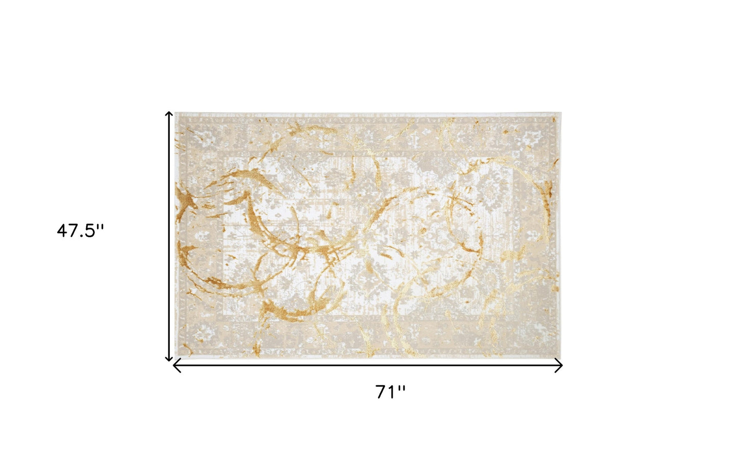 4' x 6' Gold Abstract Area Rug