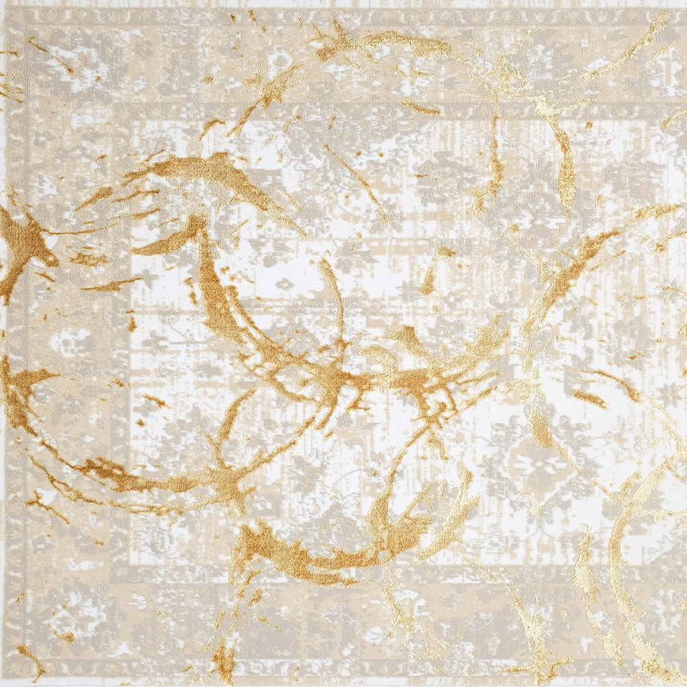 4' x 6' Gold Abstract Area Rug