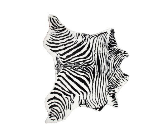 4' x 5' Black and White Faux Fur Printed Area Rug