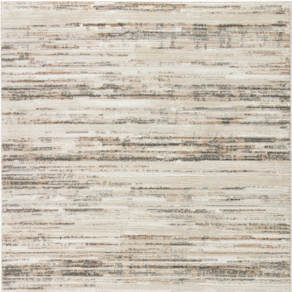 4' x 6' Cream Abstract Distressed Area Rug
