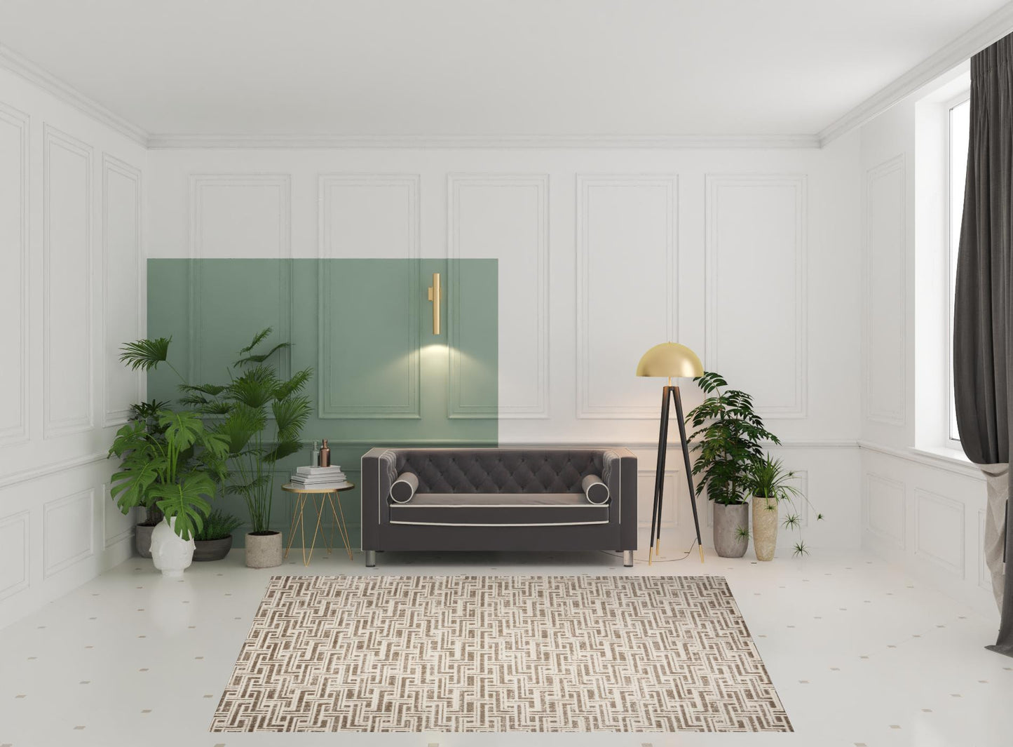 8' x 10' Brown Geometric Distressed Area Rug