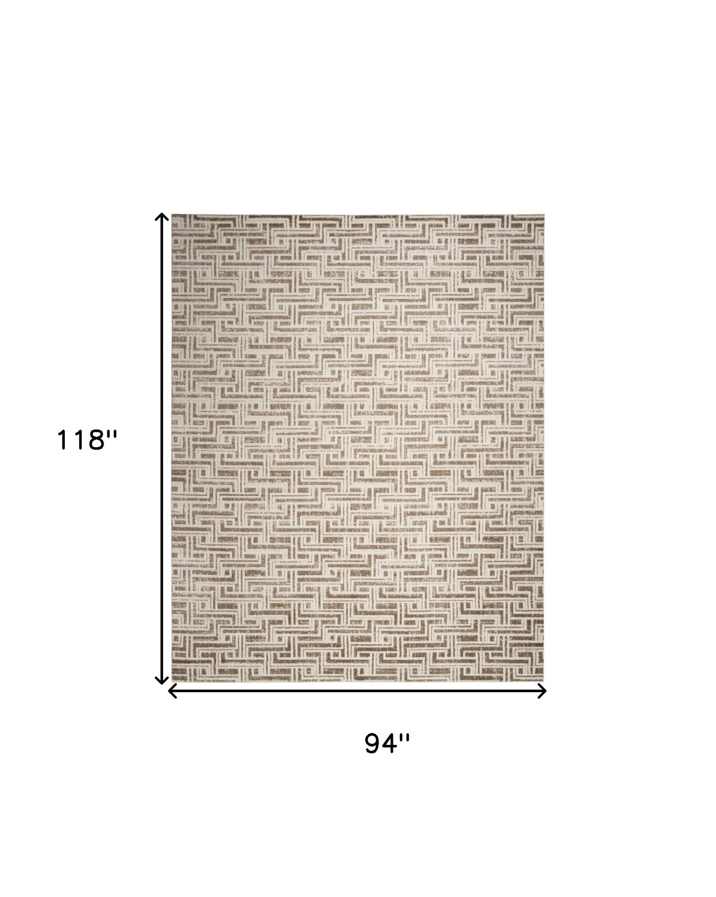 8' x 10' Brown Geometric Distressed Area Rug