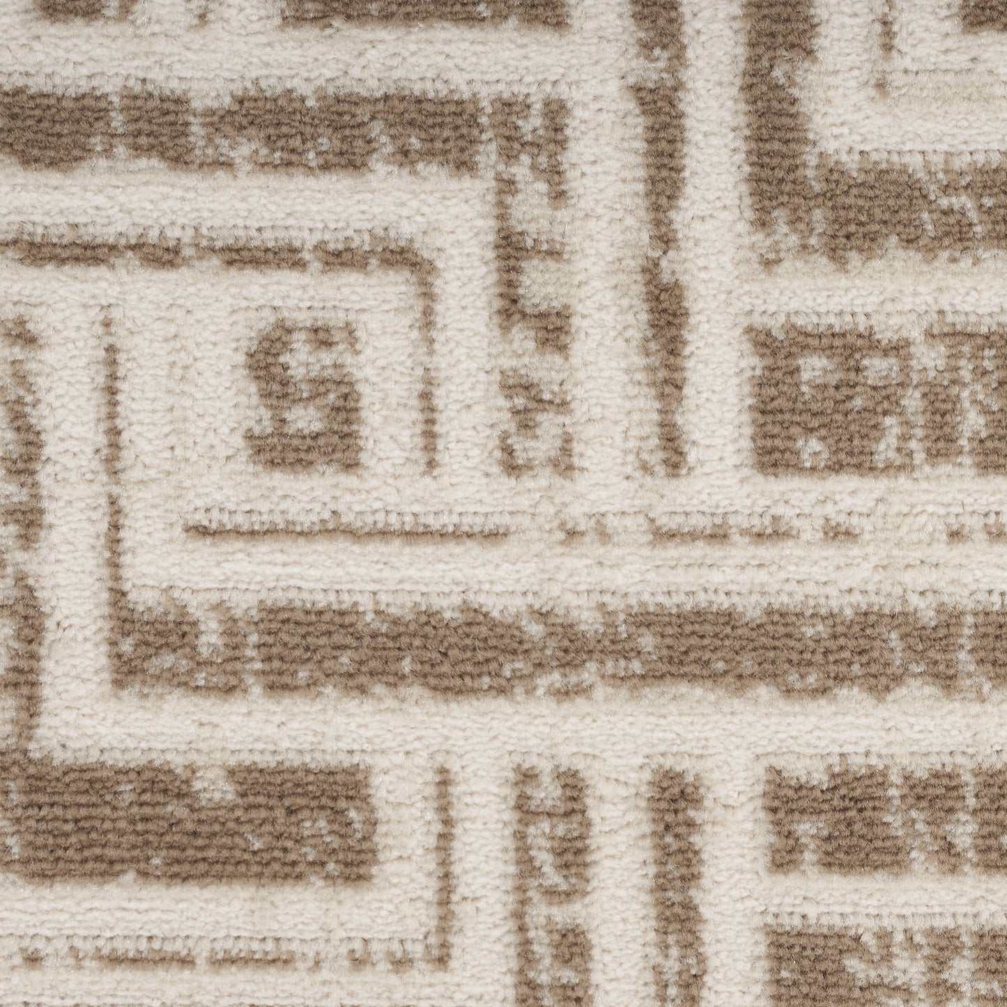 8' x 10' Brown Geometric Distressed Area Rug