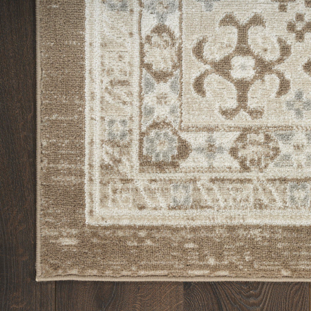 5' x 7' Brown Geometric Distressed Area Rug