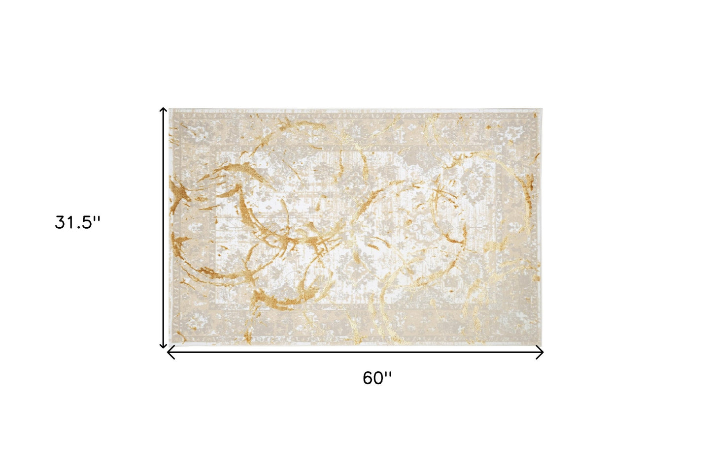 3' X 5' Gold Abstract Area Rug