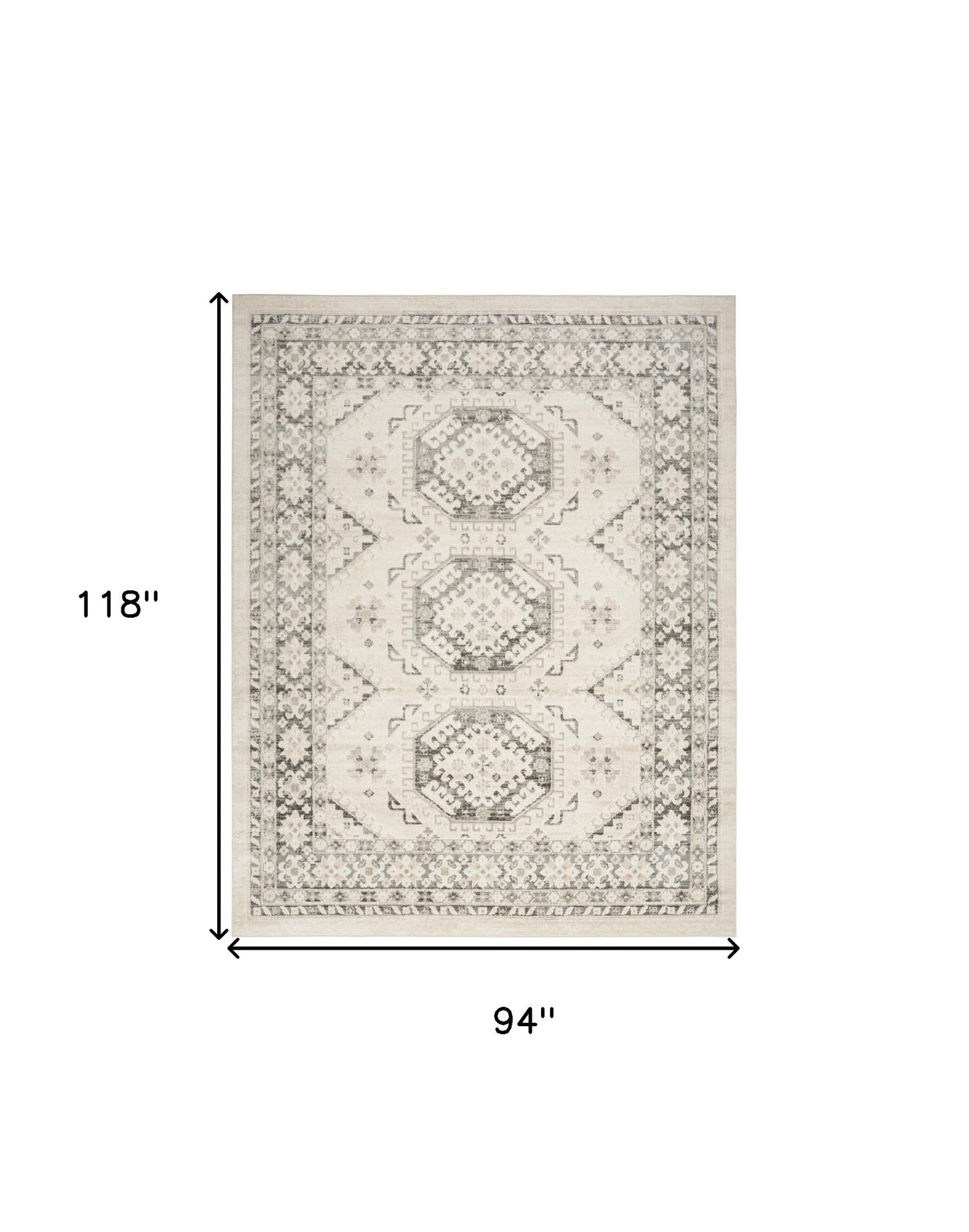 8' x 10' Gray Geometric Distressed Area Rug