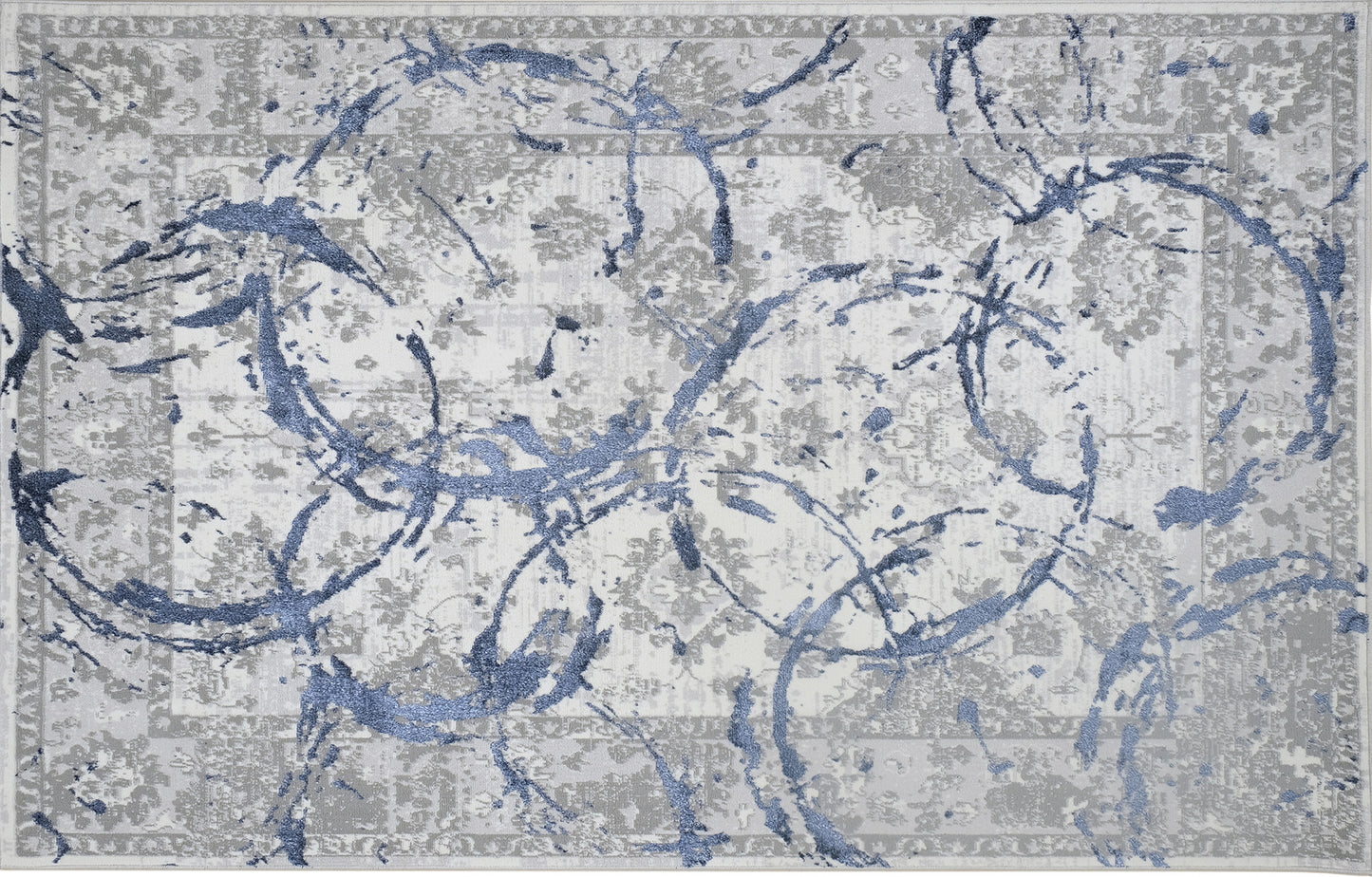 9' x 12' Navy Blue Abstract Area Rug