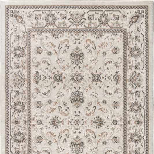4' x 6' Cream Floral Distressed Area Rug