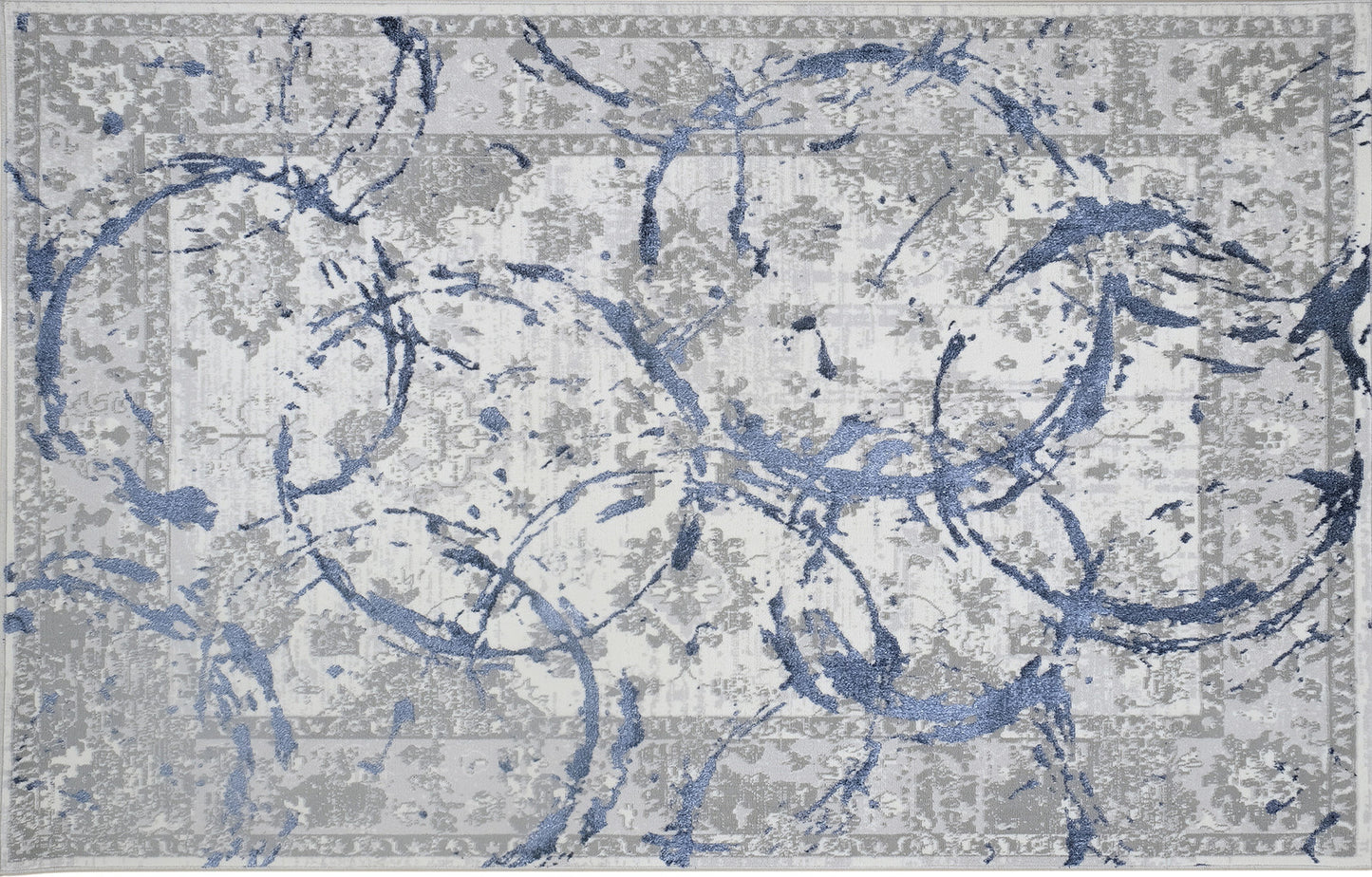 4' x 6' Navy Blue Abstract Area Rug