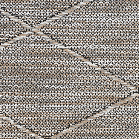 4' x 6' Gray Geometric Power Loom Non Skid Area Rug