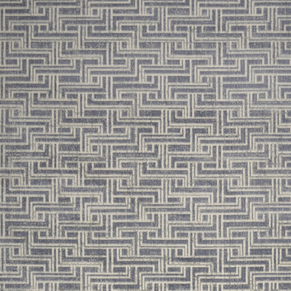 5' x 7' Blue Geometric Distressed Area Rug