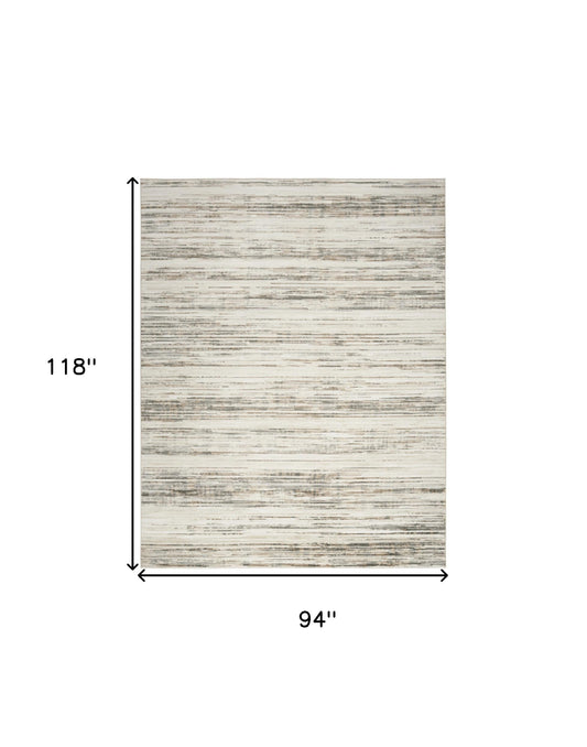 8' x 10' Cream Abstract Distressed Area Rug
