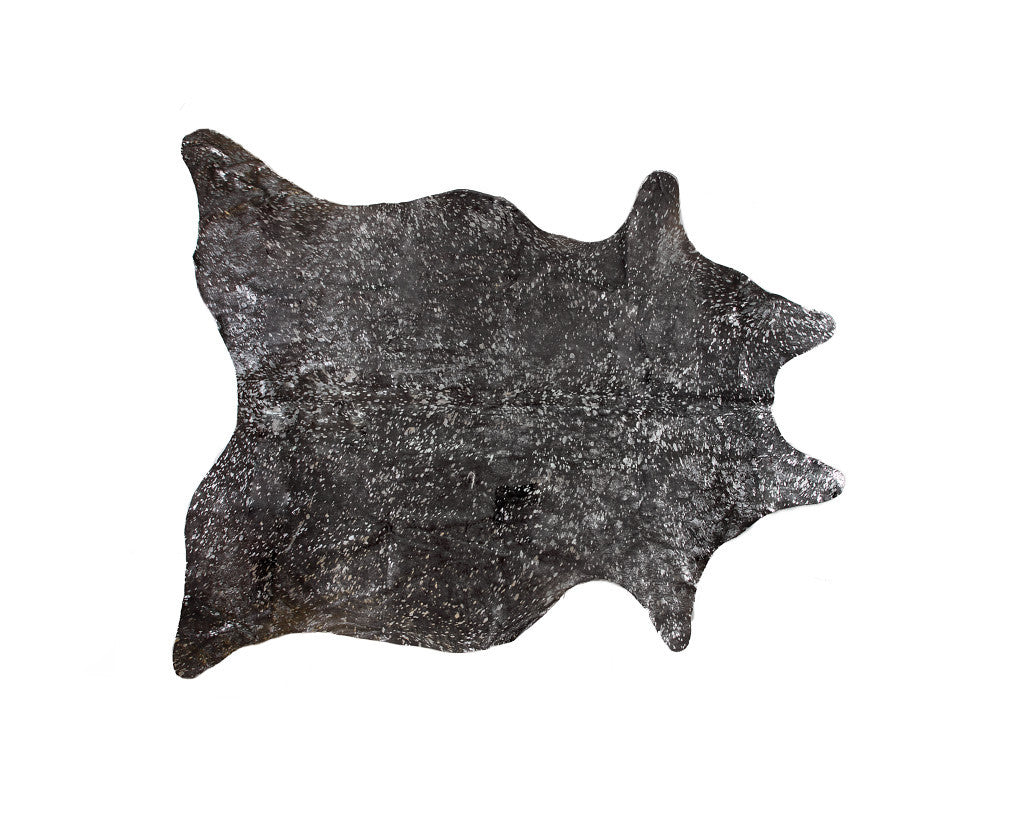 6' x 7' Brown and Silver Cowhide Hand Knotted Area Rug