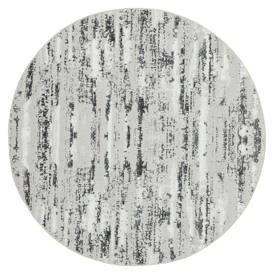 4' Silver Round Abstract Washable Non Skid Area Rug