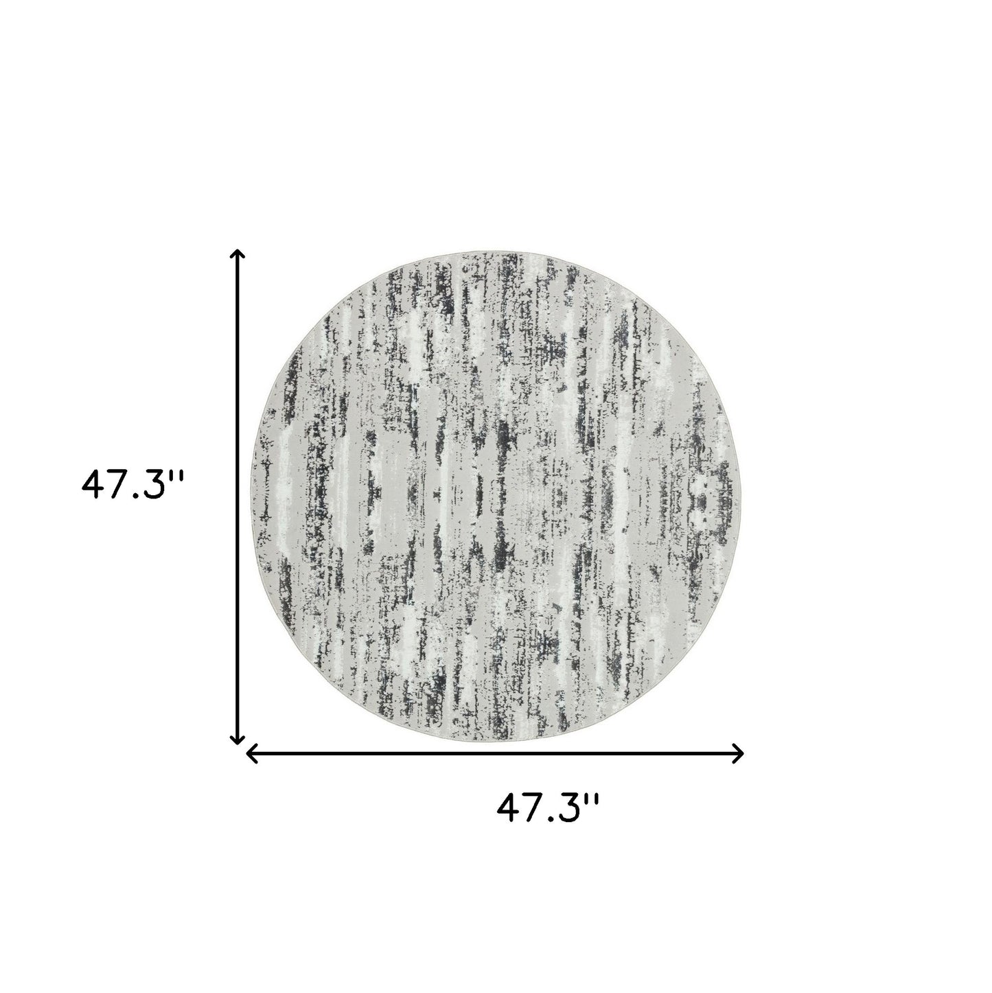 4' Silver Round Abstract Washable Non Skid Area Rug