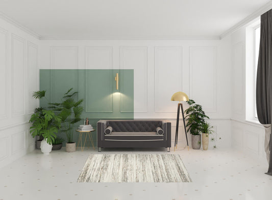 5' x 7' Cream Abstract Distressed Area Rug