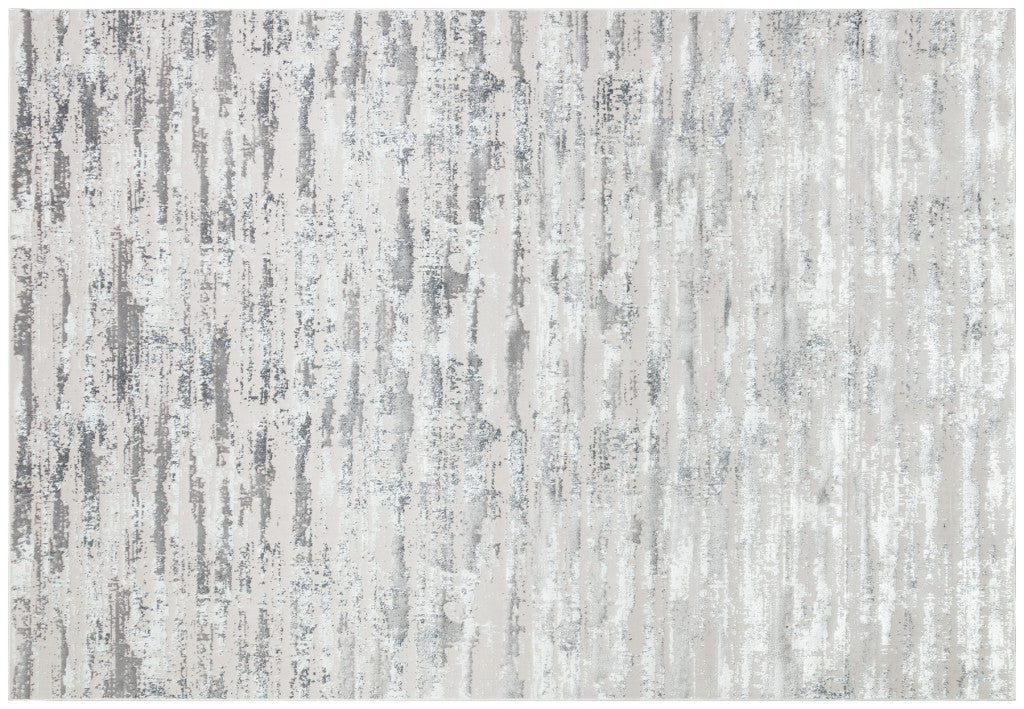 3' X 5' Silver Abstract Washable Non Skid Area Rug