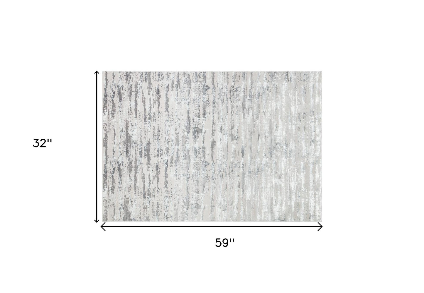 3' X 5' Silver Abstract Washable Non Skid Area Rug