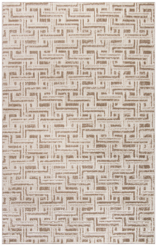 4' x 6' Brown Geometric Distressed Area Rug