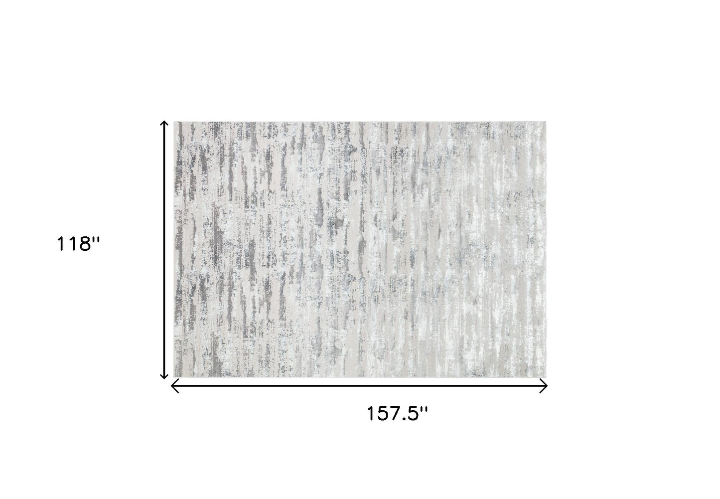 10' x 13' Silver Abstract Washable Non Skid Area Rug