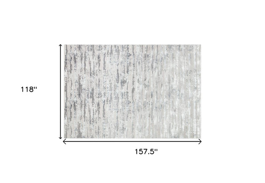 10' x 13' Silver Abstract Washable Non Skid Area Rug