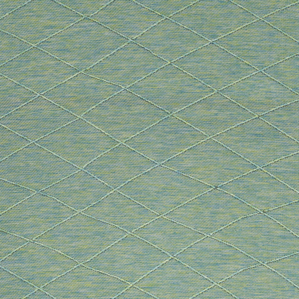 4' x 6' Blue Geometric Power Loom Non Skid Area Rug