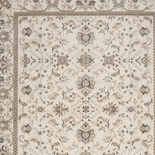 8' x 10' Cream Floral Distressed Area Rug
