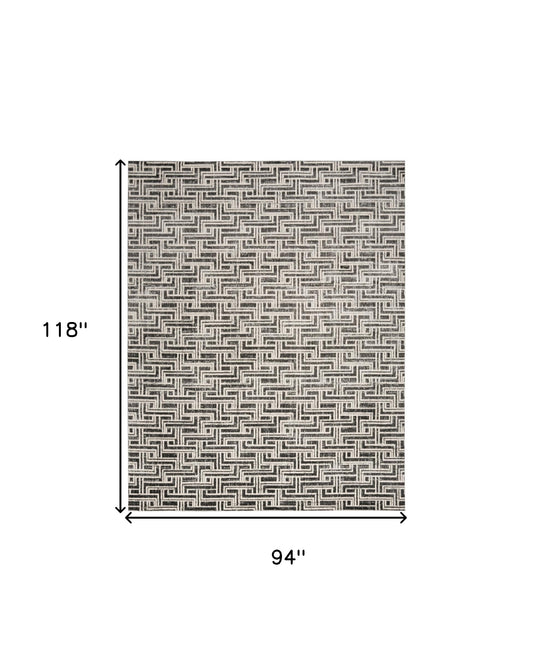 8' x 10' Gray Geometric Distressed Area Rug