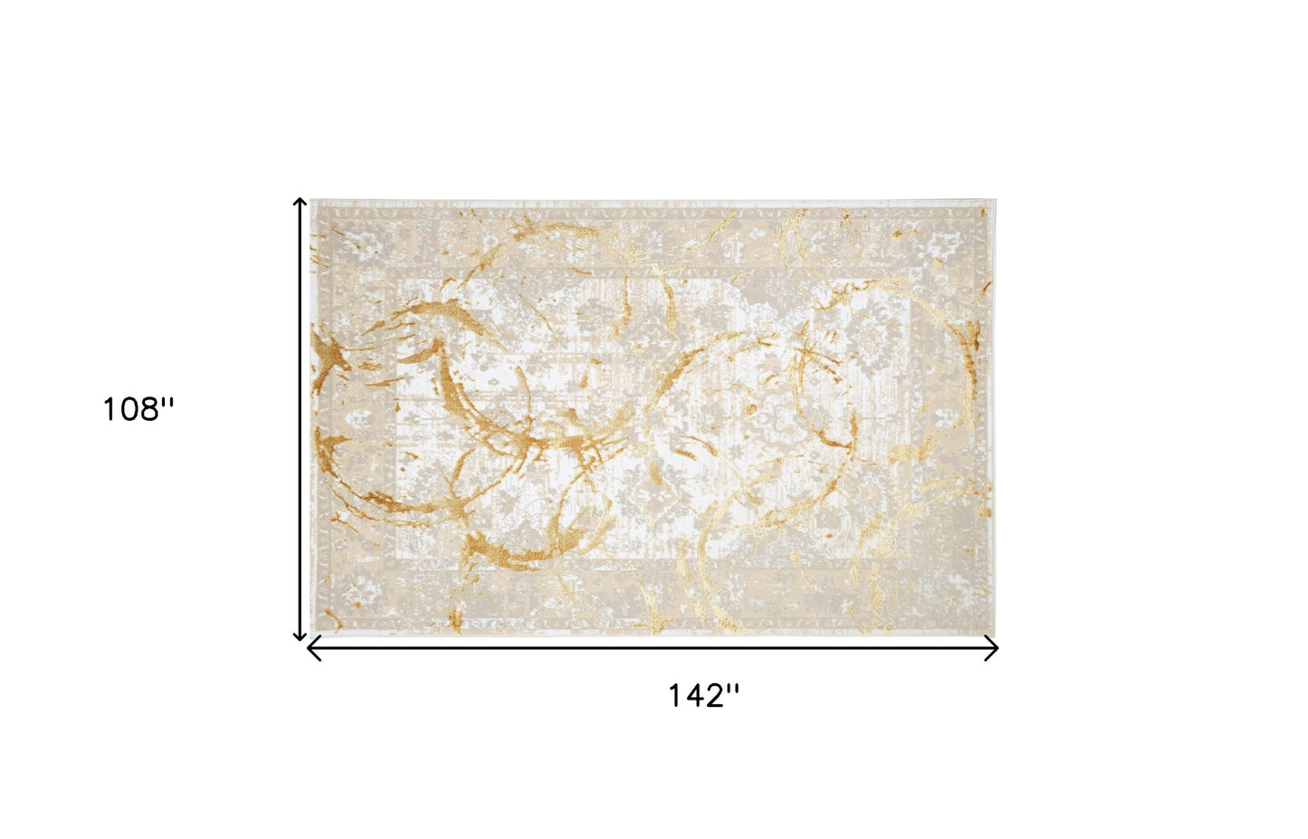 9' x 12' Gold Abstract Area Rug