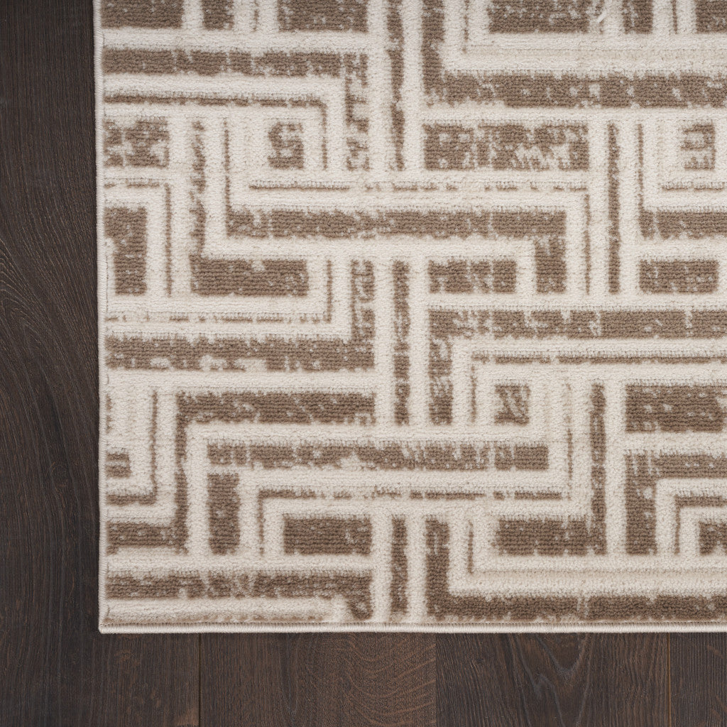 5' x 7' Brown Geometric Distressed Area Rug
