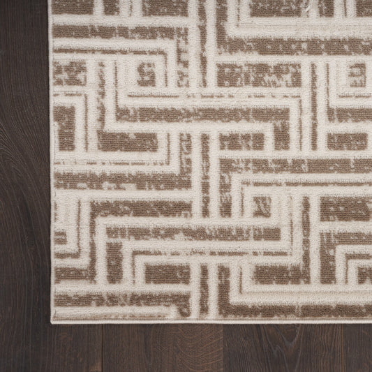 5' x 7' Brown Geometric Distressed Area Rug