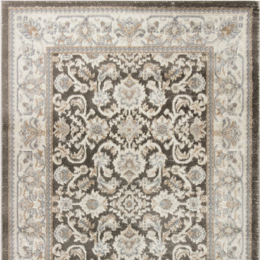 4' x 6' Gray Floral Distressed Area Rug