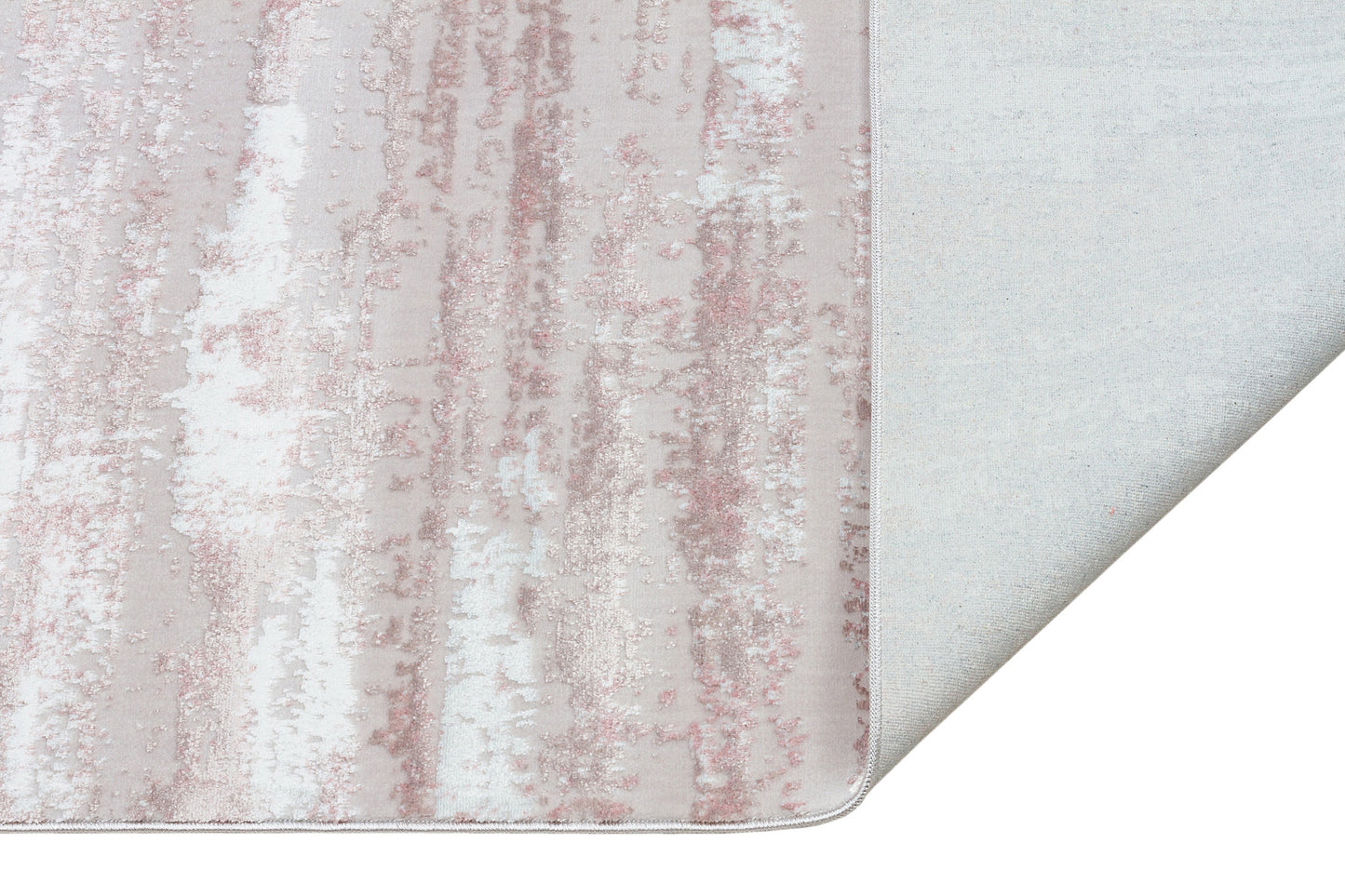 10' Pink and Off White Abstract Washable Non Skid Runner Area Rug