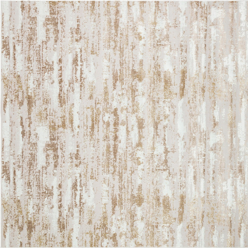 3' X 5' Beige Abstract Washable Non Skid Area Rug