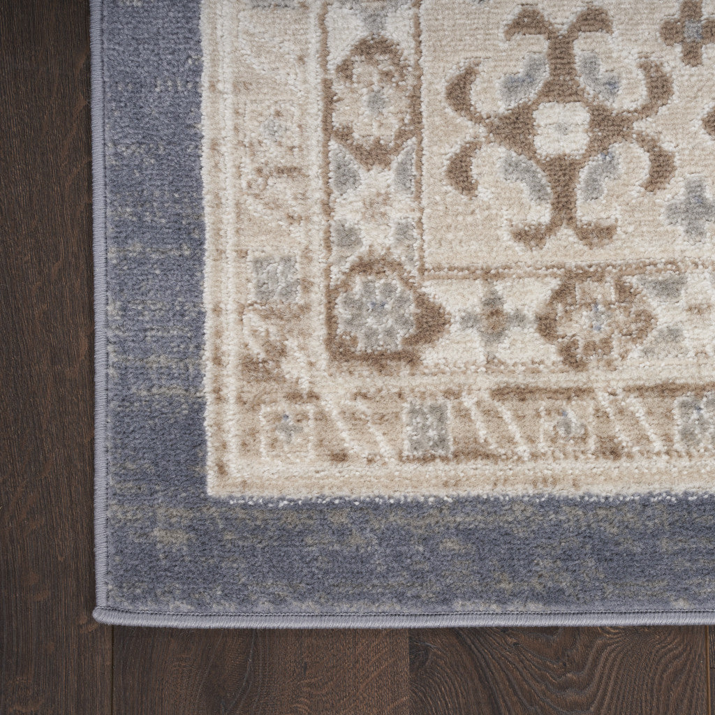 9' x 12' Blue Geometric Distressed Area Rug