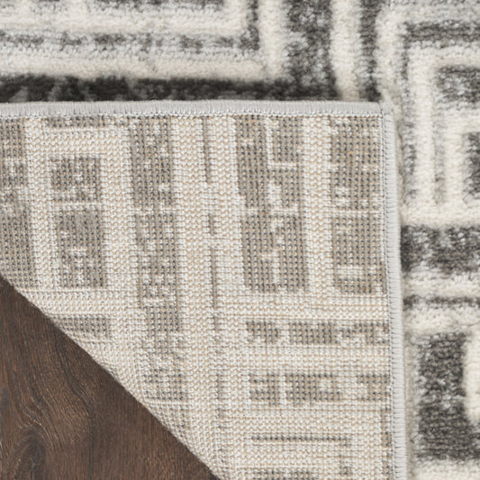 9' x 12' Gray Geometric Distressed Area Rug