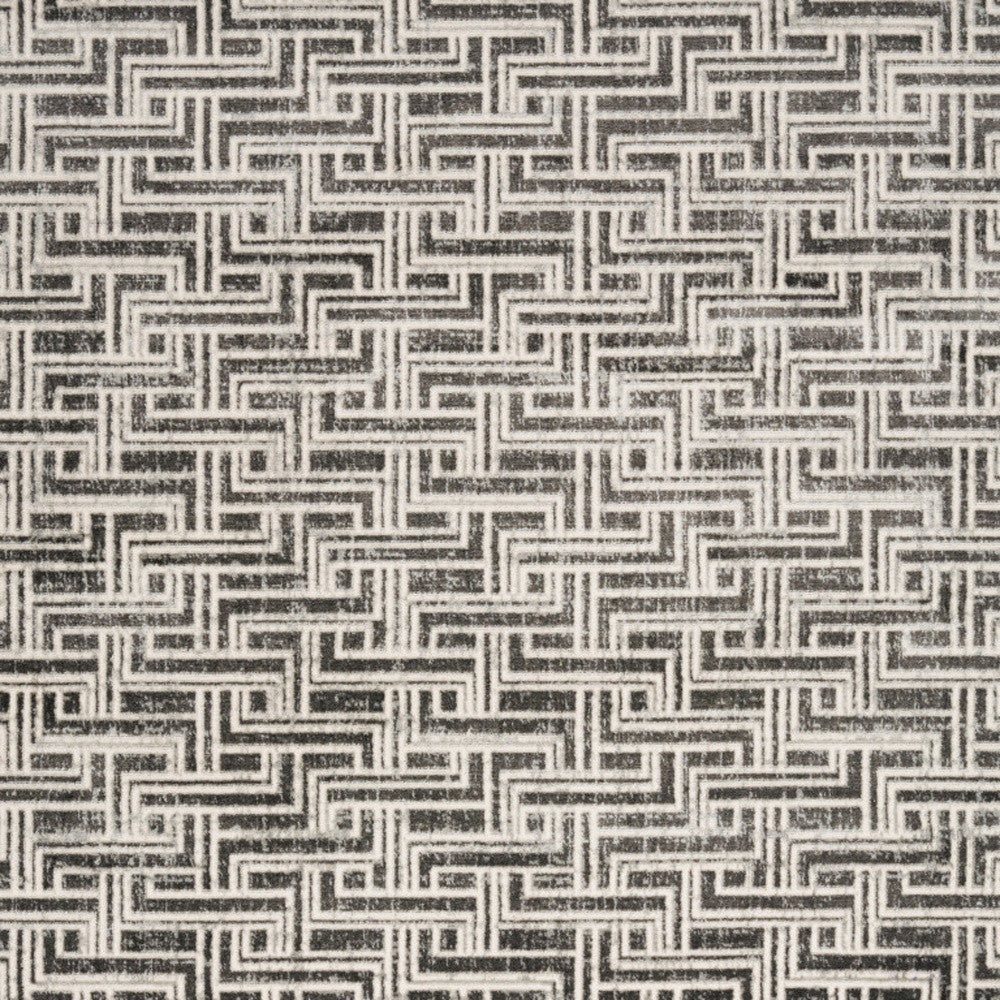 9' x 12' Gray Geometric Distressed Area Rug