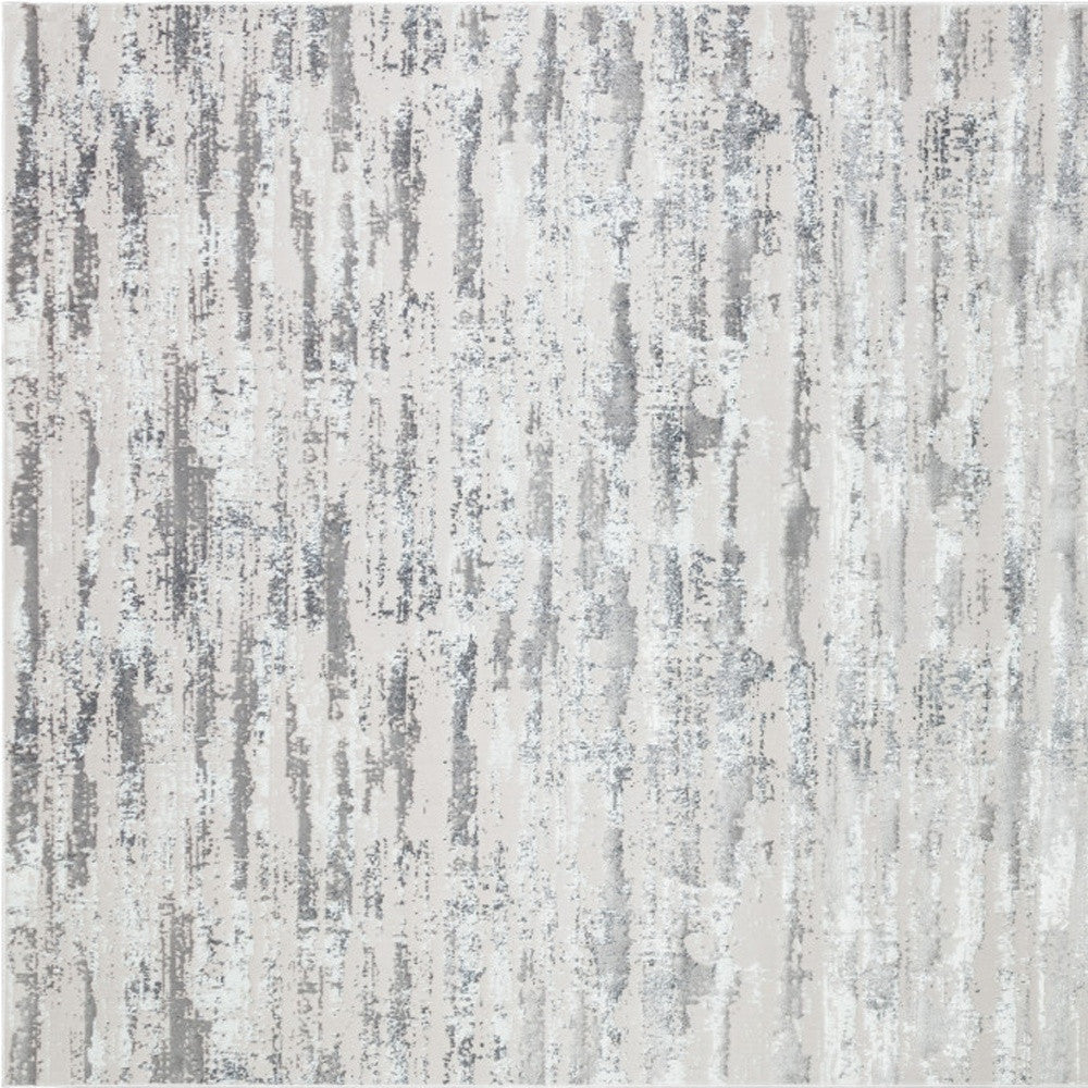 4' x 6' Silver Abstract Washable Non Skid Area Rug