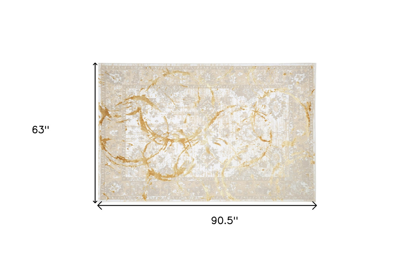 5' x 8' Gold Abstract Area Rug