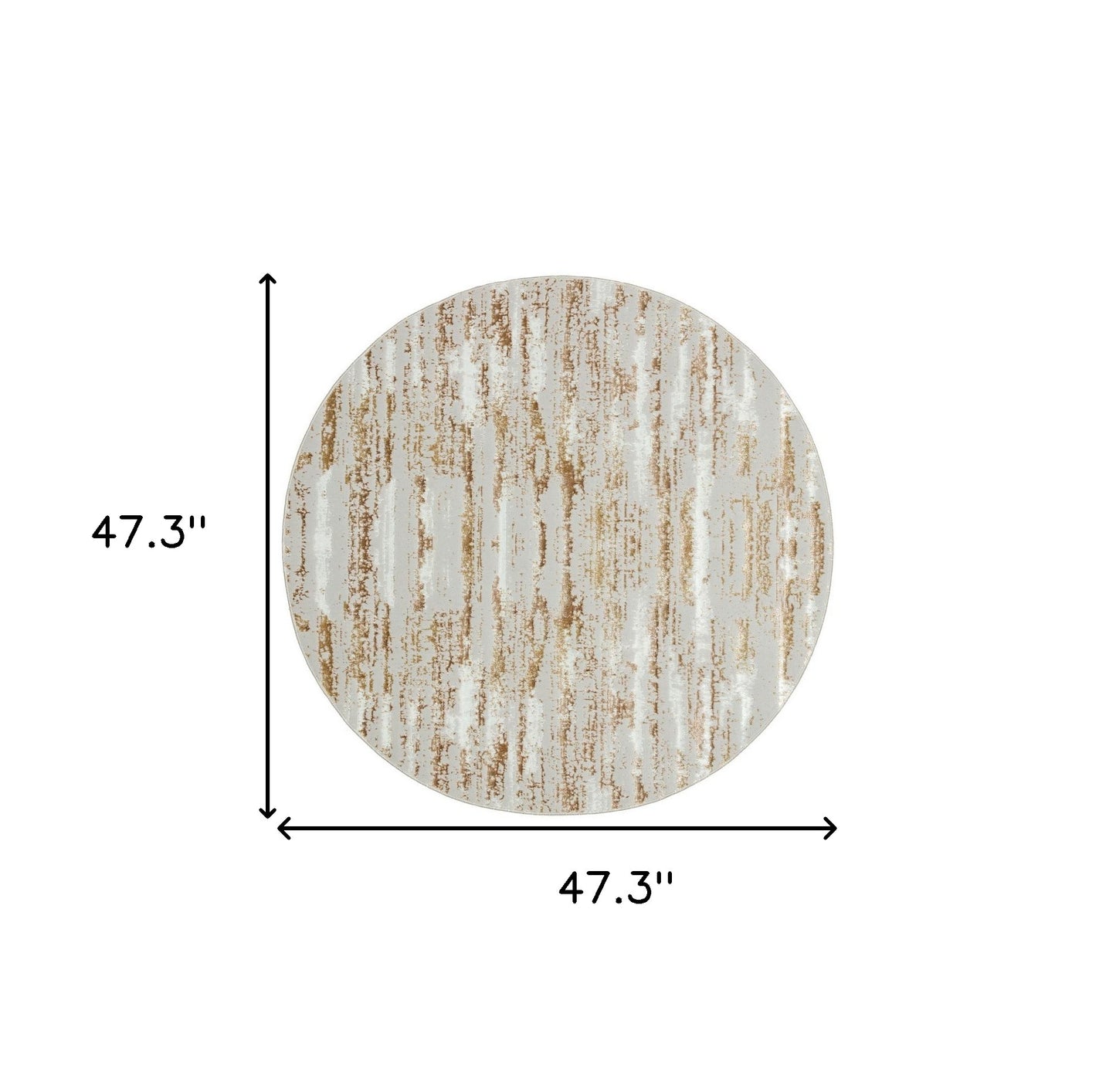 4' Beige Round Abstract Washable Non Skid Area Rug