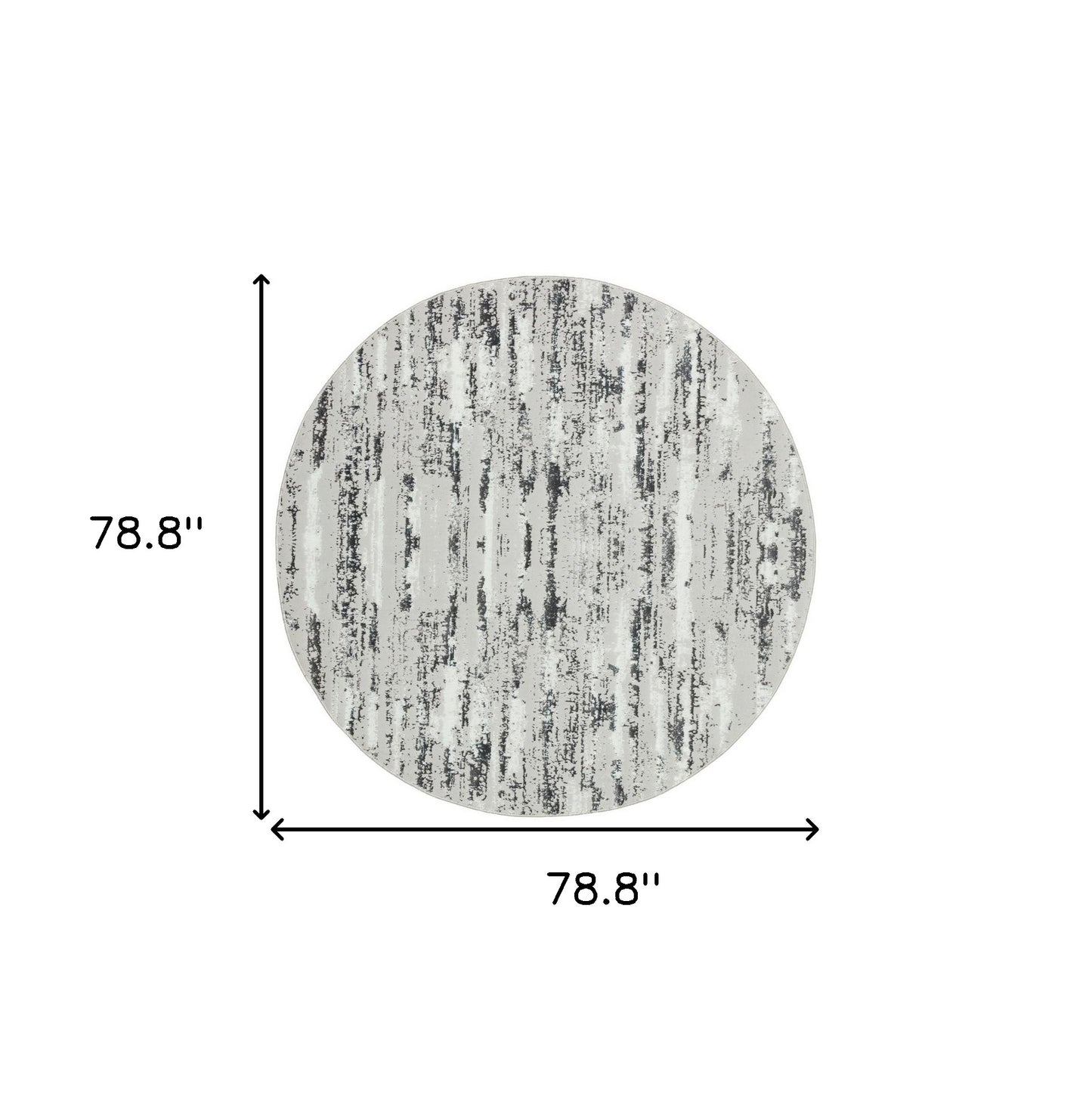 7' Silver Round Abstract Washable Non Skid Area Rug