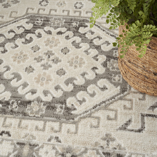5' x 7' Gray Geometric Distressed Area Rug