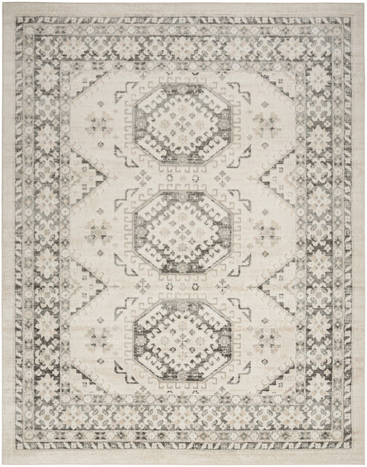 5' x 7' Gray Geometric Distressed Area Rug