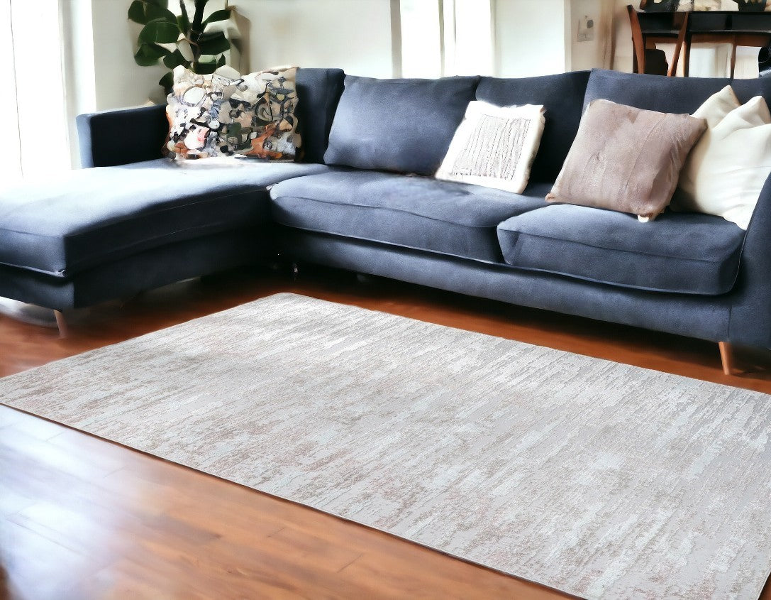 8' x 11' Pink Abstract Washable Non Skid Area Rug