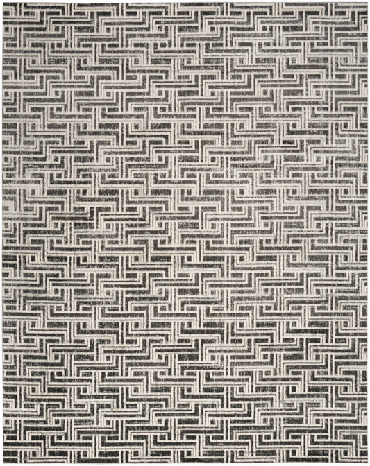 5' x 7' Gray Geometric Distressed Area Rug