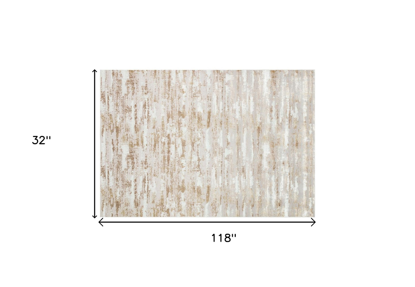 3' X 10' Beige Abstract Washable Non Skid Area Rug