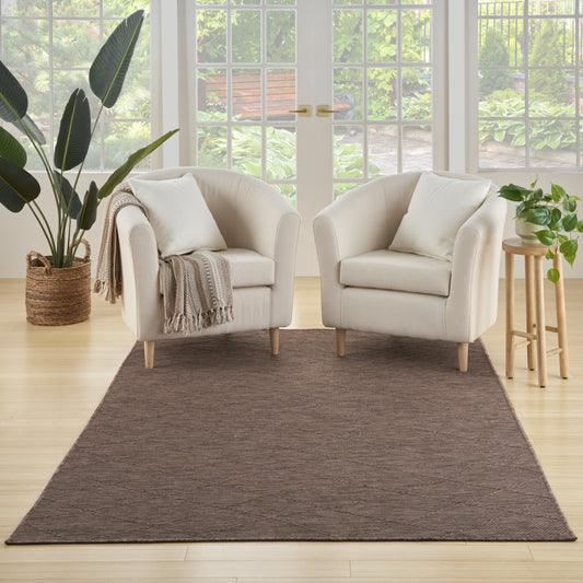 4' x 6' Brown Geometric Power Loom Non Skid Area Rug