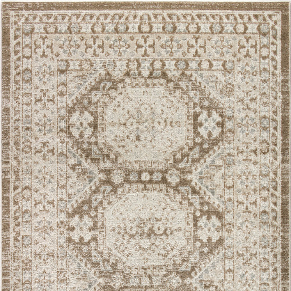4' x 6' Brown Geometric Distressed Area Rug