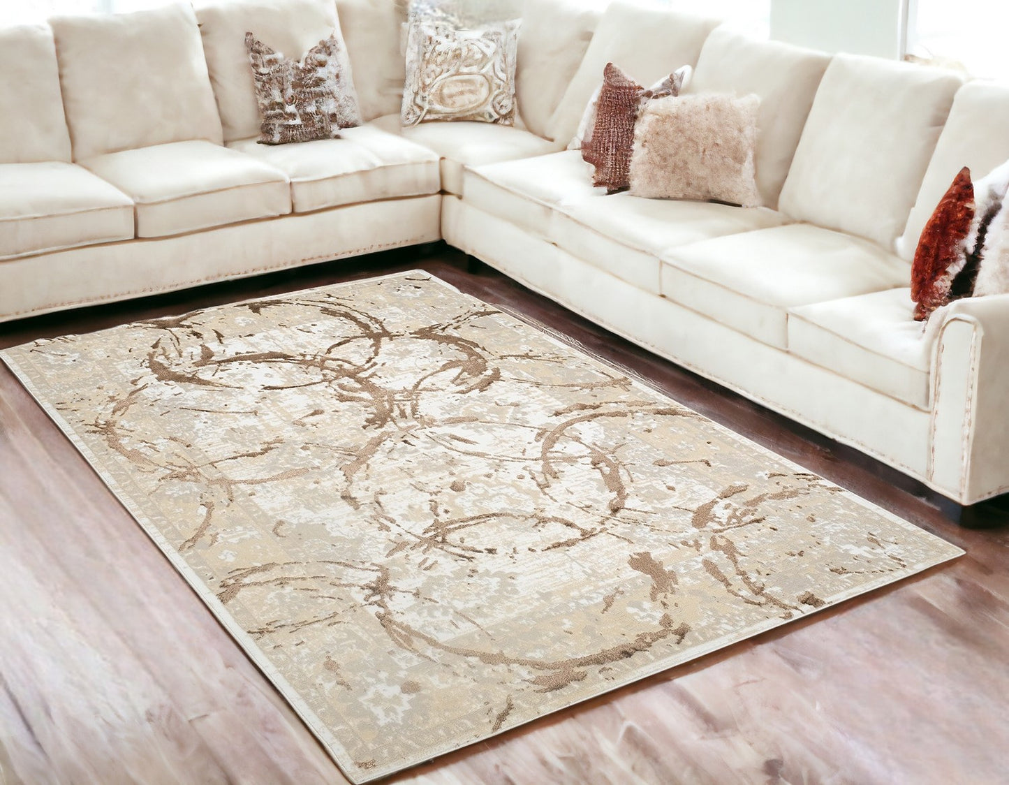 5' x 8' Bronze Abstract Area Rug