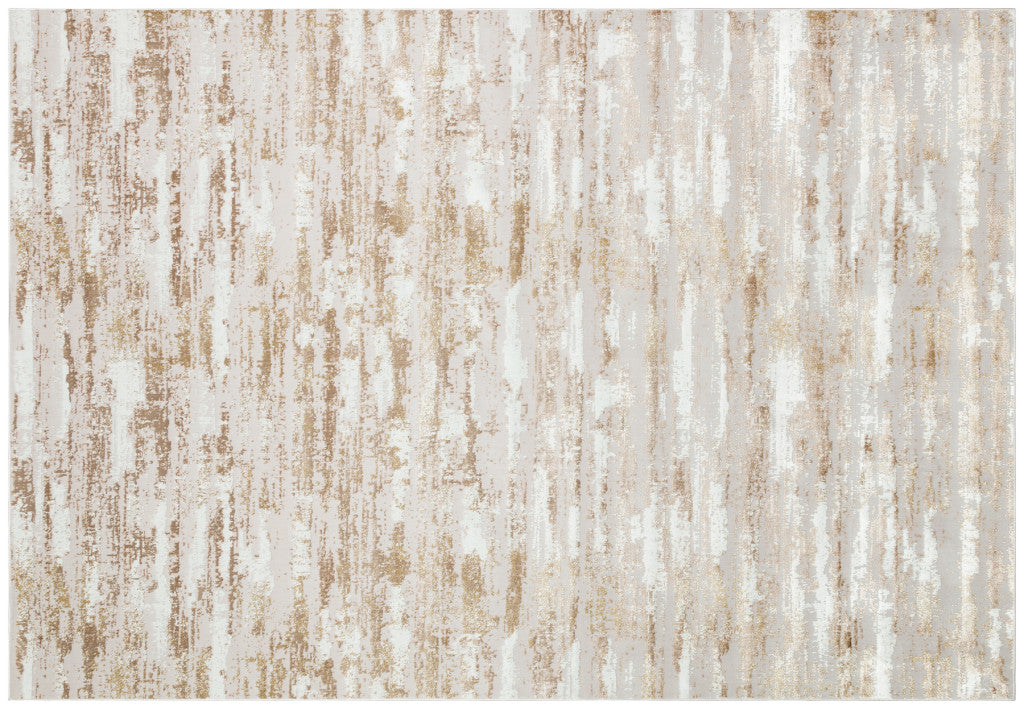 4' x 6' Beige Abstract Washable Non Skid Area Rug